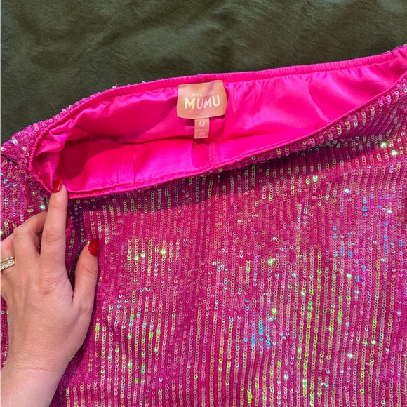 Show Me Your Mumu All Night Skort- Pink DiscoSequin Mini Skort - Picture 3 of 4